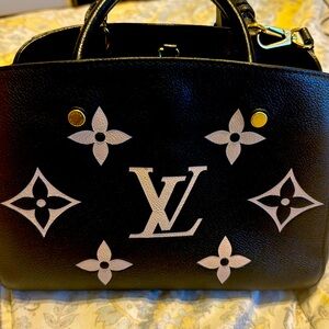 Louis Vuitton Montaigne BB Giant Monogram Empreinte Black & Beige Bag